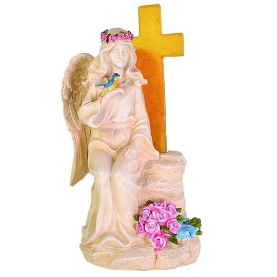 Santa's Workshop 10.6" Solar Angel and Cross Figurine